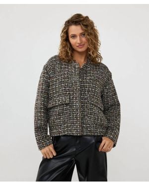 EsQualo Tove Tweed Bomber Jacket - Gray