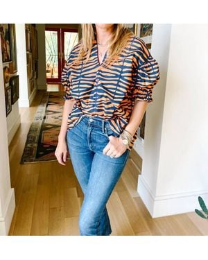 Brooke Wright Zebra Puff Sleeve Tunic - Multicolor