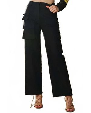 Davi & Dani Mineral Flap Pocketed Knit Cargo Pant - Black