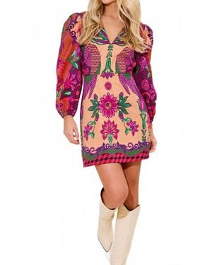 Alden Adair Vallie Botanical Mini Dress - Red
