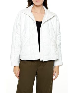 Forever 21 Quilted Dolphin-Hem Jacket - White