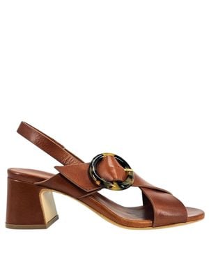 Madison Maison Leather Block Heel Singback Sandal - Brown