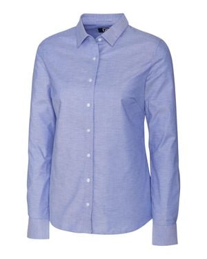 Cutter & Buck Stretch Oxford Long Sleeve Dress Shirt - Blue