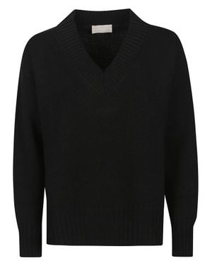 Drumohr Over V-Neck Merino Sweater - Black