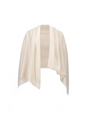 Joseph Ribkoff Woven Pleated Rectangular Scarf - Natural