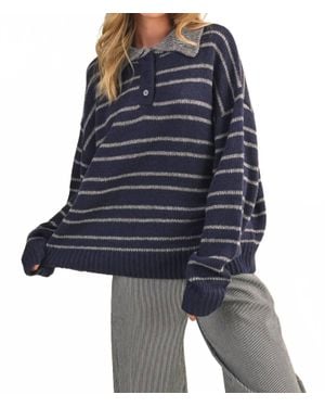 Klesis Stripe Collar Sweater - Blue