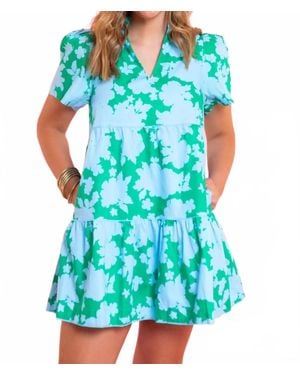 Sugarlips Riona Floral Candace Tiered Mini Dress - Blue