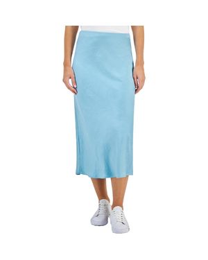 Tommy Hilfiger Love Story Solid Satin Midi Skirt - Blue