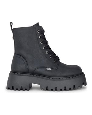 Buffalo Chunky Platform Warm High Ankle Combat Boots - Black