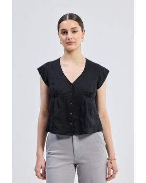 REISTOR Deep V-Neck Short Top - Black