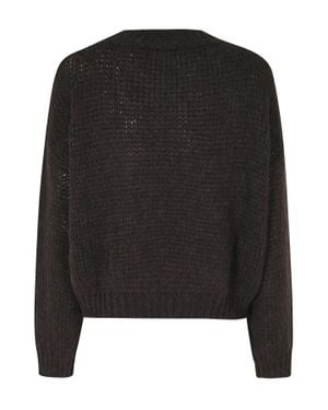 Roberto Collina Cropped Knit Sweater With Dropped Shoulders And Ribbed Edges - Black