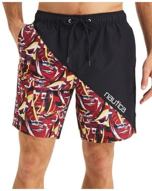 Nautica Swim Trunks Regular Fit Drawstring Waist Beach Fts935 - Red