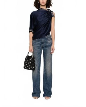 Rabanne Buckle-Detail Draped Top - Blue
