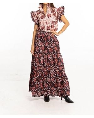 Bindu Milly Flutter Sleeve Top - Red