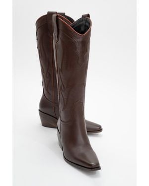 Forever & Always Shoes Pietro Leather Western Knee High Boot - Brown