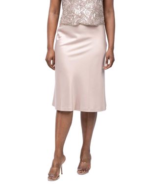 EMILY SHALANT Matte Satin Midi Skirt - Pink