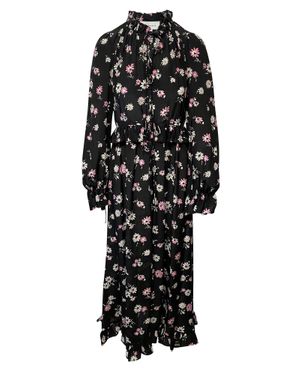 Les Reveries Silk hot Ruffle-Trimmed Tiered Floral Print Maxi Dress Size 6