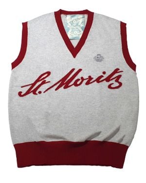 Bally 6302917 Logo Cashmere Knit Wool Vest - Red