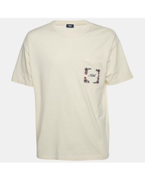 Kith Floral Logo Embroidered Jersey Pocket T-Shirt - Natural