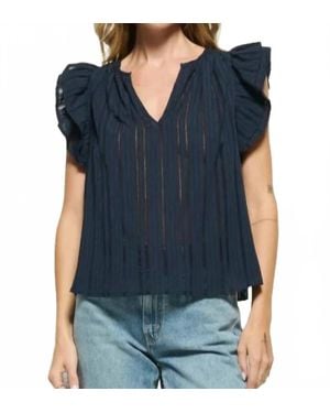 Nation Ltd Claudia V-Neck Top - Blue