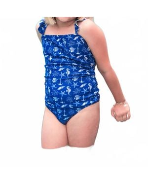 Jess Lea Girl's Sailing Away Swimsuit - Blue
