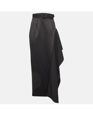 Solace London Crepe & Satin Kaya Draped Maxi Skirt - Black
