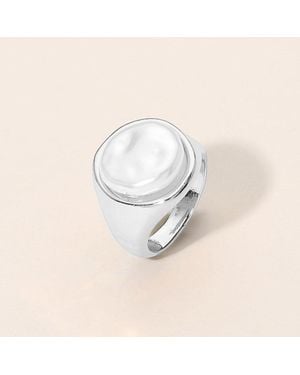 Fashnzfab Flat Ring Accent Statement Ring - Metallic
