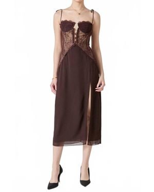 Endless Rose Lace See Through Midi Dress - Brown