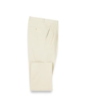 Paul Fredrick Cotton Stretch Corduroy Pleated Pants - White