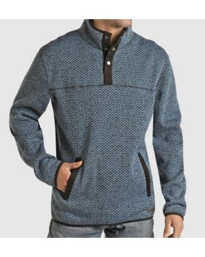 Powder River Melange Pullover Henley - Blue