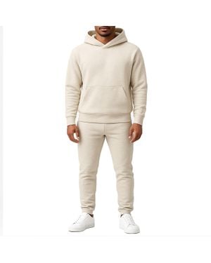 Essentials By Galaxy Galaxy Essentials Relaxed Fit Heavyweight Fleece Pullover Hoodie & Sweatpants Jogging Set - Natural