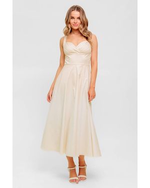 TRUEDAMES Ocean Sheen Tender Cream Woven Midi Dress - White