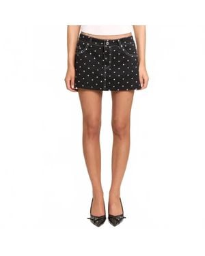 Berry Mellow Polka Dot Twill Micro Mini Skirt - Black