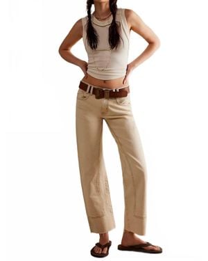 Free People Risk Taker Mid Rise Straight Jeans - Natural