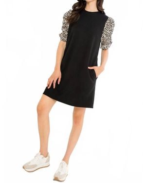 Thml Leopard Sleeves Twist Dress - Black
