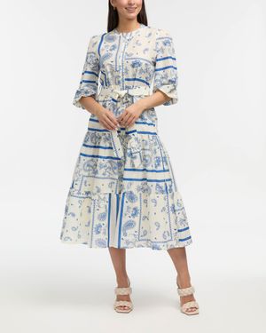 Ellen Tracy Patchwork Printed Maxi Dress - Blue