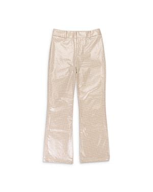 FUNG LAN AND CO. Gingham Bootcut Tan Pants - Natural
