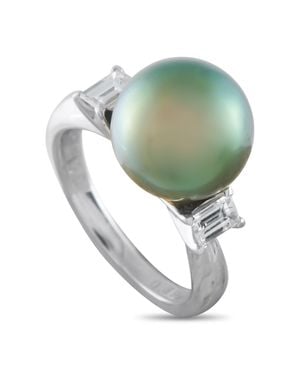 LB Exclusive Platinum 0.39Ct Diamond And Pearl Ring Mf37-052126 - Green