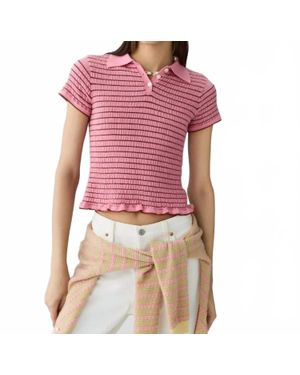 Guest In Residence Smocked Shrunken Polo - Pink