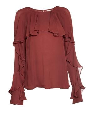 Veronica Beard Rust Colored Ruffle Top
