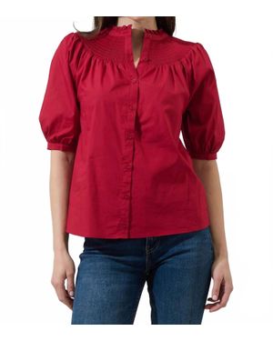 Sugarlips Narris Blossom Smocked Mock Neck Top - Red