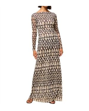 MISA Los Angles Ekat Abstract Geo Mesh Skirt - Natural