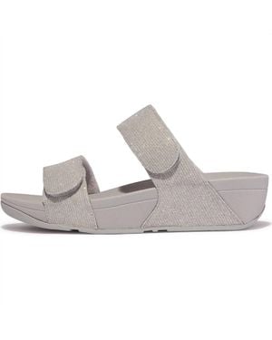 Fitflop Lulu Adjustable Shimmerlux Slides - Gray
