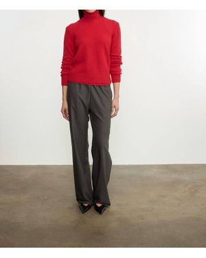 Enza Costa Cashmere Easy Long Sleeve Crew Top - Red