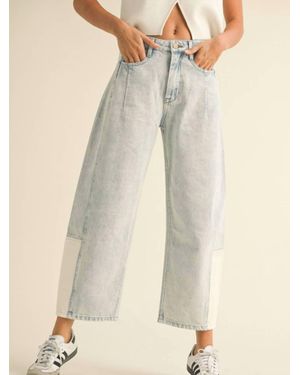 Miou Muse Color Combo Barrel Pants - Natural
