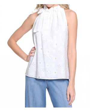 Tru Luxe Tie Neck Sleeveless Top - White