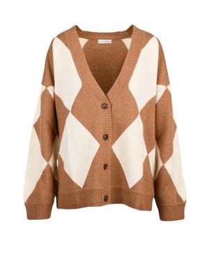 Ballantyne Argyle Pattern Button Cardigan With Oversized Fit - Brown