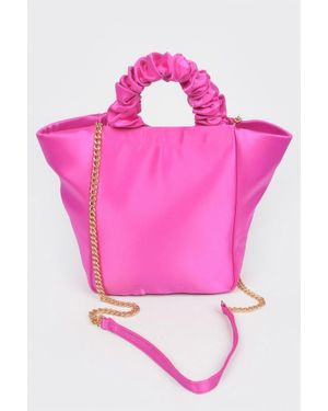 Fashnzfab Satin Tote Bag W/Chain - Pink