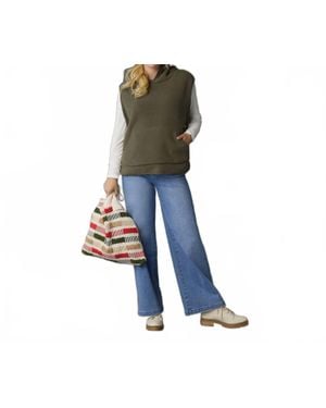 Coco + Carmen Fern Sherpa Lined Fleece Vest - Blue