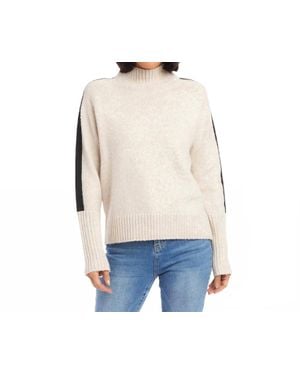 Karen Kane Maxine Turtleneck Racing Stripe Sweater - Blue